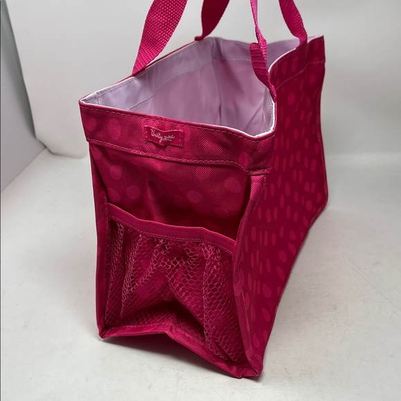 THIRTY-ONE HOT PINK POLKA DOT BAG BUNDLE CLEAR TRAVEL CROSSBODY AND SILK SCARF - Picture 8 of 16